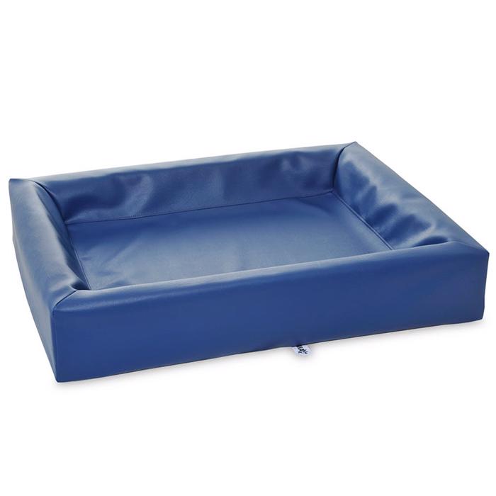BIA BED Hundsäng PU Läder & Fast Base Blå