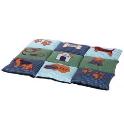 Hunde Tæppe Microfiber Patchwork Blå Grøn