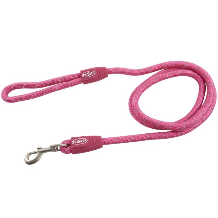 Hundkoppel i rundsydd polyester med reflexrosa