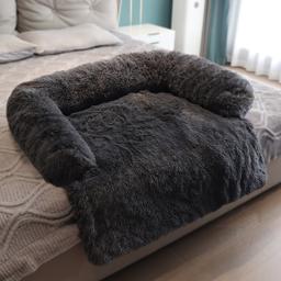 Hundsäng Comfy Plush Fluffy Speciellt för soffa & säng antracit