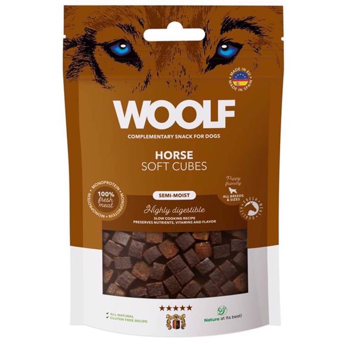 Woolf Soft Cubes with Horse Läcker Mjuk Hundgodis 100g
