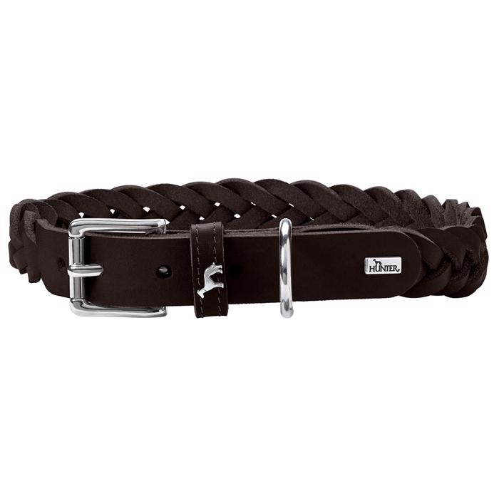 Hunter Solid Education Special Flätat Läderhalsband i SVART