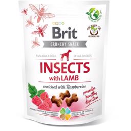 Brit Care Crunchy Snack Insects Lamb berikat med hallon 200 gram