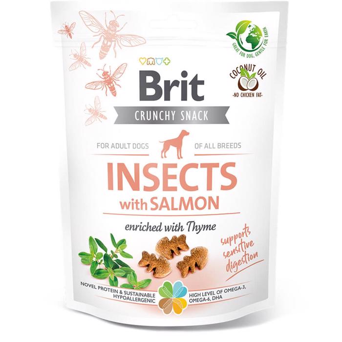 Brit Care Crunchy Snack Insects Lax berikad med timjan 200 gram