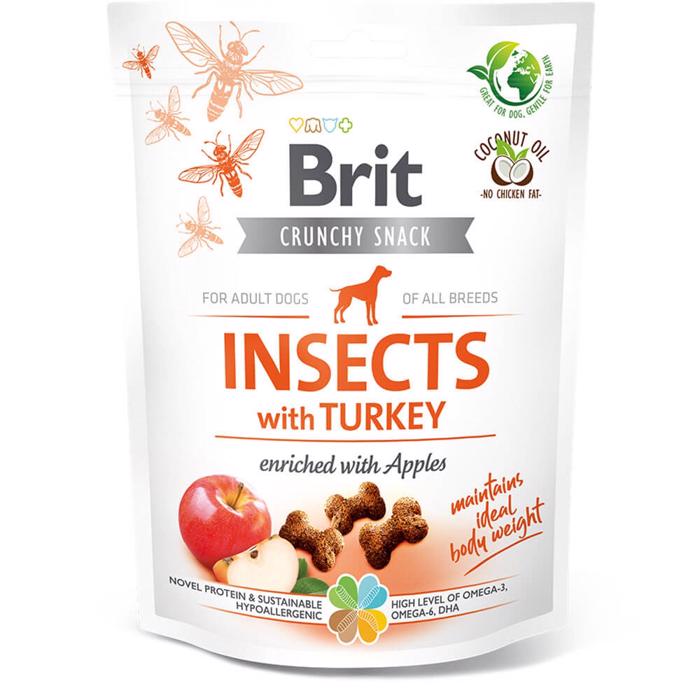 Brit Crunchy Snack Insects Turkey berikad med äpple 200 gram