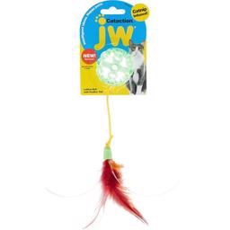 JW Cataction Lattice Ball Cats Glitter Ball med svans av fjäder grön