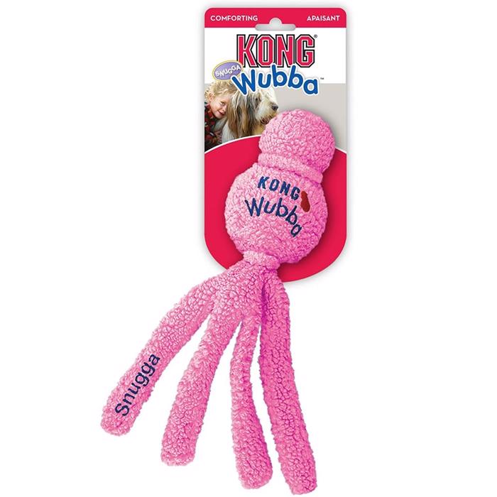 KONG Wubba Snugga Soft Plysch Kanske Världens Roligaste Hundleksak Rosa