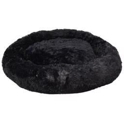 Cream Donut Relax Fleece Dog Bed Fluffy Black 90cm