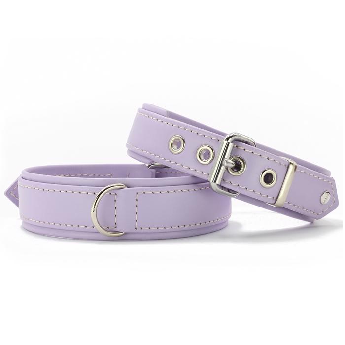 Handsytt Läder Halsband Design Exklusiv Tropical Lila