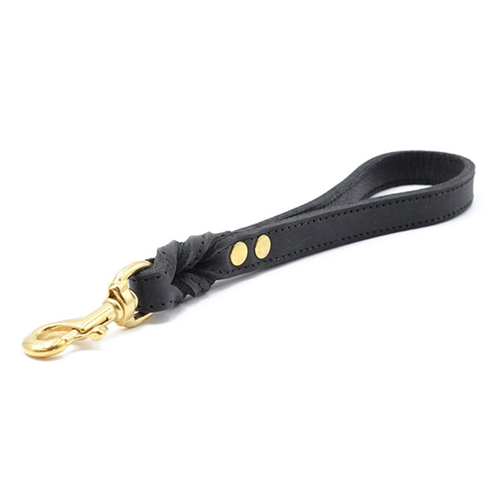 Deluxe Handgjord Läderkoppel i Svart & Mässing 30 cm