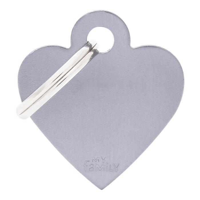 My Family Small Dog Tag Basic Heart i grått