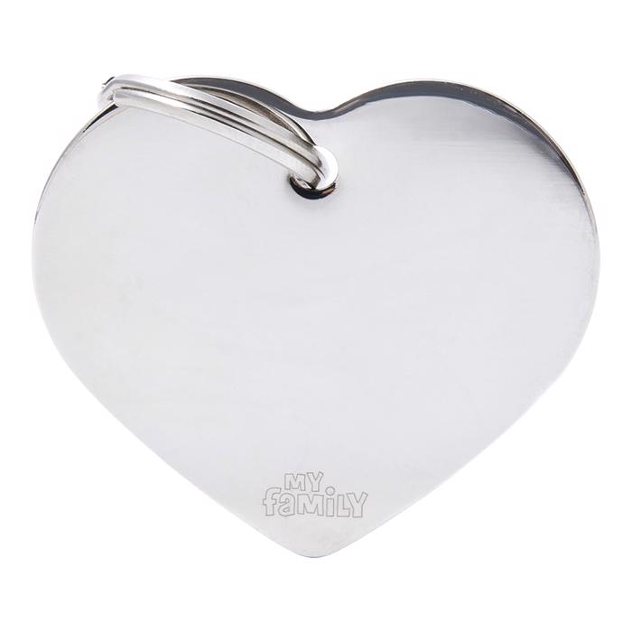 My Family Large Dog Tag Basic Heart i Silver