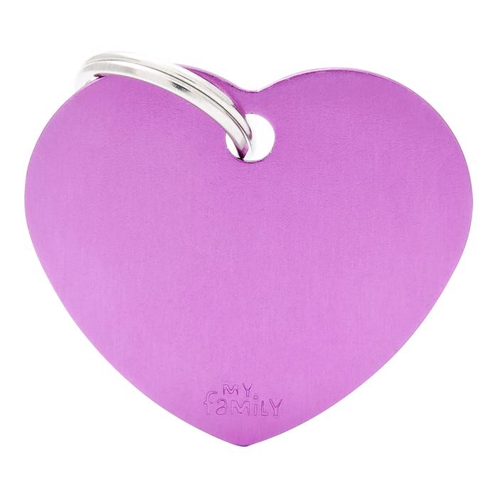 My Family Large Dog Tag Basic Heart i lila