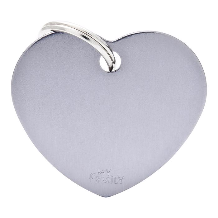 My Family Large Dog Tag Basic Heart i grått