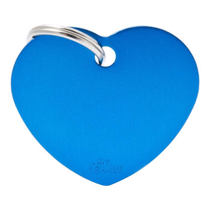 My Family Large Dog Tag Basic Heart i blått