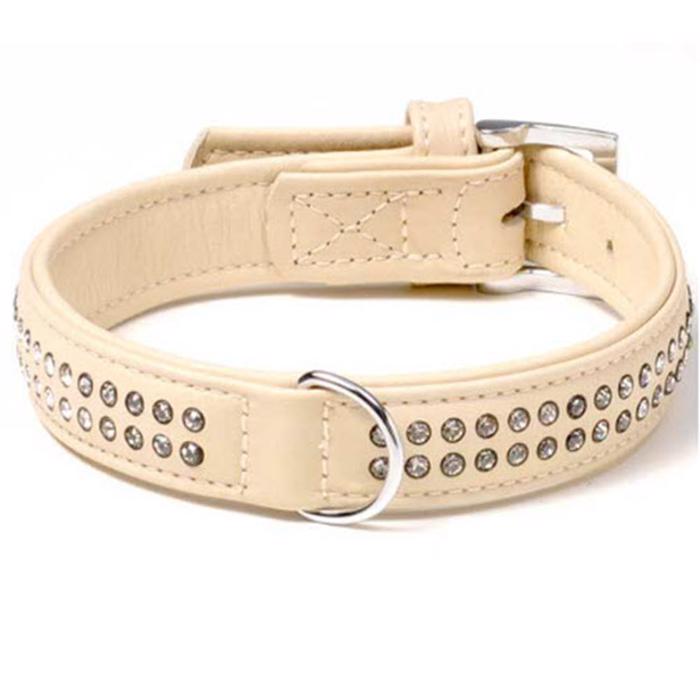 Nordic Buffalo Läder Deluxe Krage Bling Bling Beige