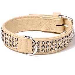 Nordic Buffalo Läder Deluxe Krage Bling Bling Beige