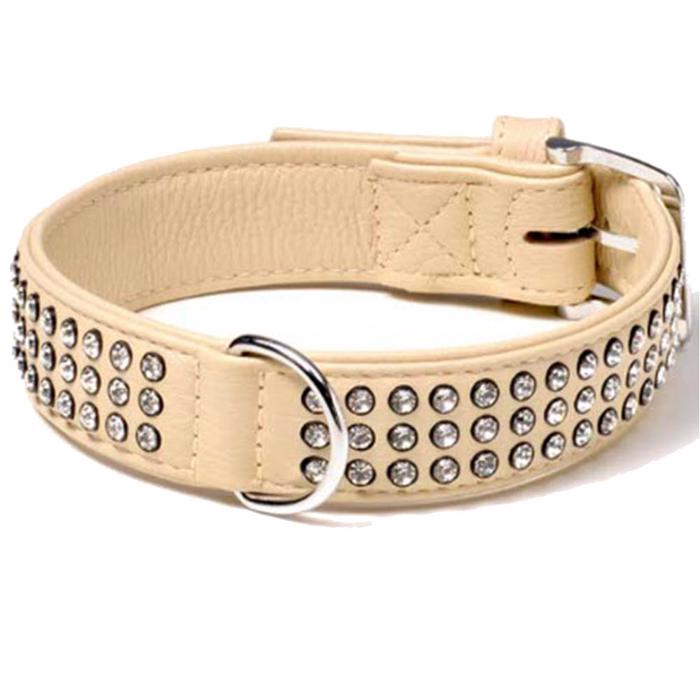 Nordic Buffalo Läder Deluxe Krage Bling Bling Beige