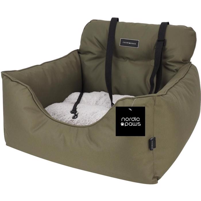 Nordic Paws Cozy DeLuxe Designer Bilbarnstol & Säng Army