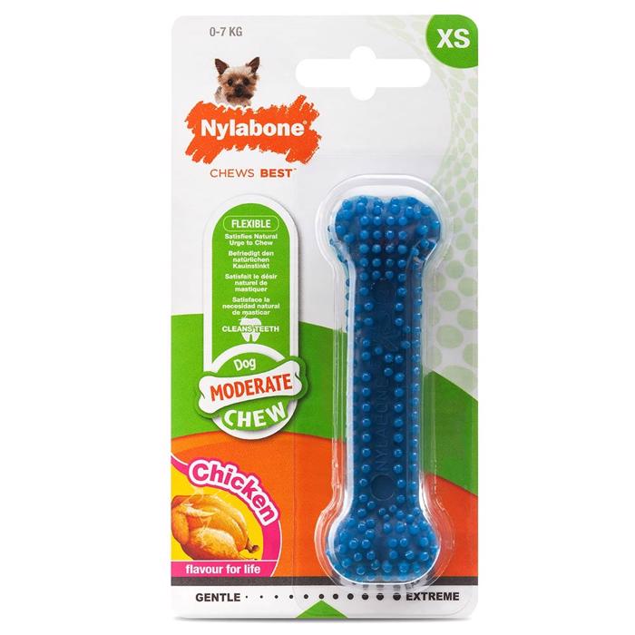 Nylabone Moderat Dental Chew Bone Kycklingleksaker med kycklingsmak
