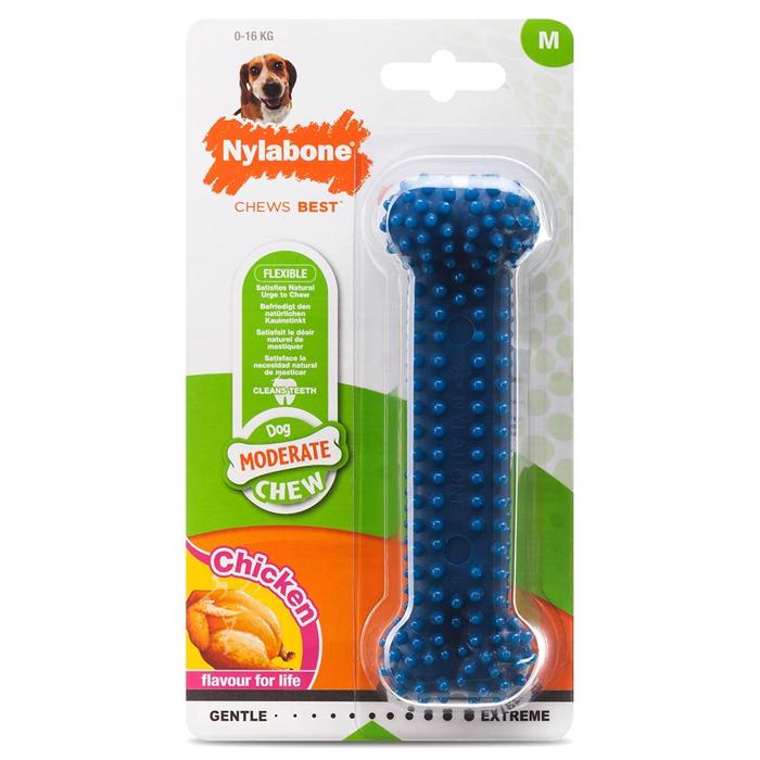 Nylabone Moderat Dental Chew Bone Kycklingleksaker med kycklingsmak