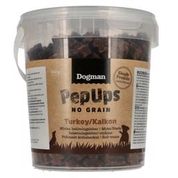 Dogman Pep Ups Spannmålsfria Godbitar Med Kalkon Återförslutningsbar Hink 500 gram
