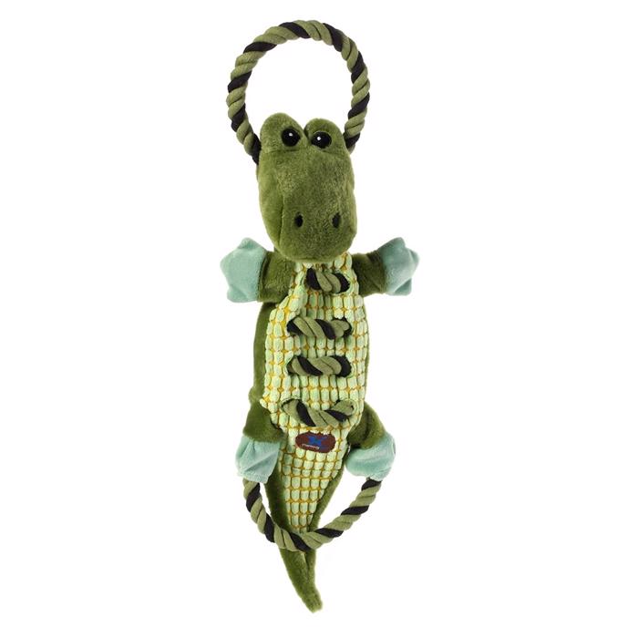 Petstage Ropes A Go-Go Green Gator Leksak Med Rep