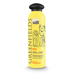 Hundschampo designat för långhåriga hundar med protein