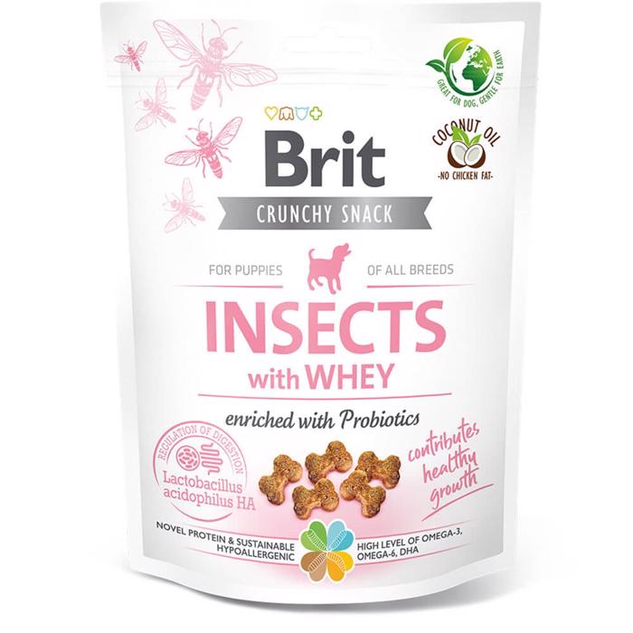 Brit Care Crunchy Snack Insects Whey Med Probiotics PUPPY 200 gram