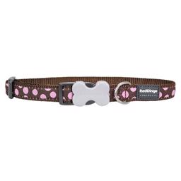 Röd Dingo Classic Hundhalsband Brun med Rosa Prickar