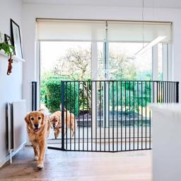 DogSpace Rocky Väggmonterad Dog Gate Grid 104,5 cm SVART