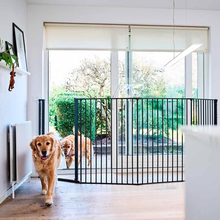 DogSpace Rocky Väggmonterad Dog Gate Grid 104,5 cm SVART