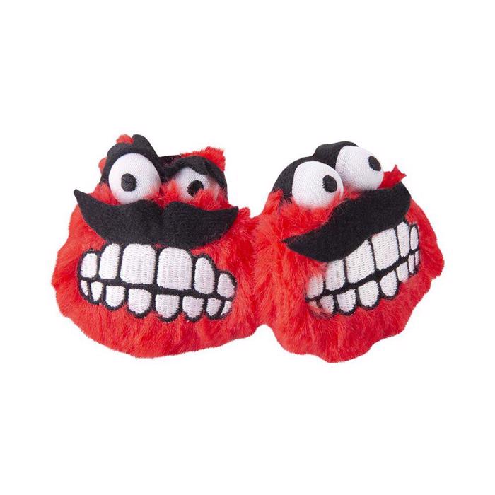 Rogz Grinz Fluffy Cat Toys Plysch Mini Ball Red 2 Pack