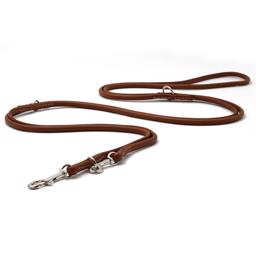 Deluxe Handgjord Rundläderkoppel Justerbar Chrome & Cognac 300cm