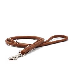 Deluxe Handgjord Rundläderkoppel Justerbar Chrome & Cognac 200cm