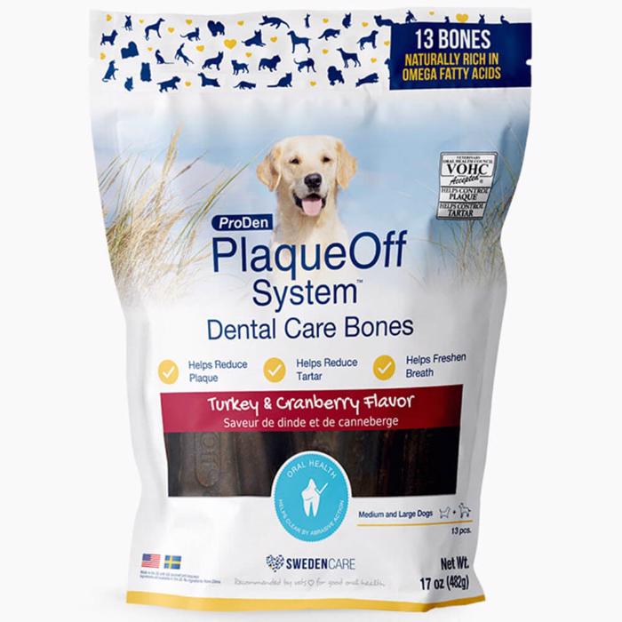Swedencare ProDen PlaqueOff Dental Bones Kalkon & Tranbär 2i1 Storpack