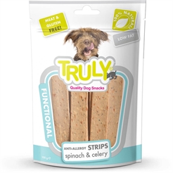 Truly Anti Allergy Strips Spenat & Selleri Hund Snack 100g