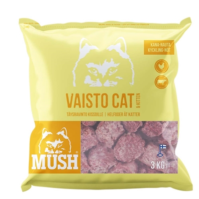 MUSH Cat Barf Fryst Råfoder Vaisto Gul 3 Kg