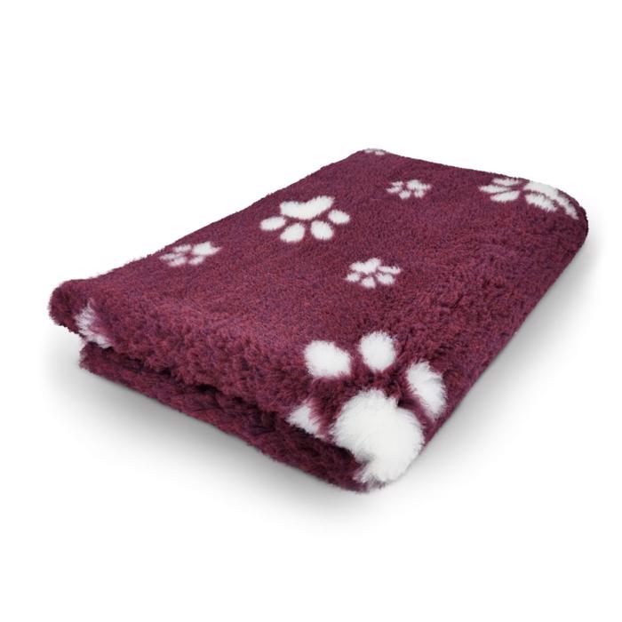 Veterinärsäng Extra Soft Design Bordeauxröd med vita tassar 100 x 150 cm