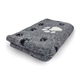 Vet Bed Extra Soft i Mörkgrå med Svarta och Vita Tassavtryck 2 Storlekar