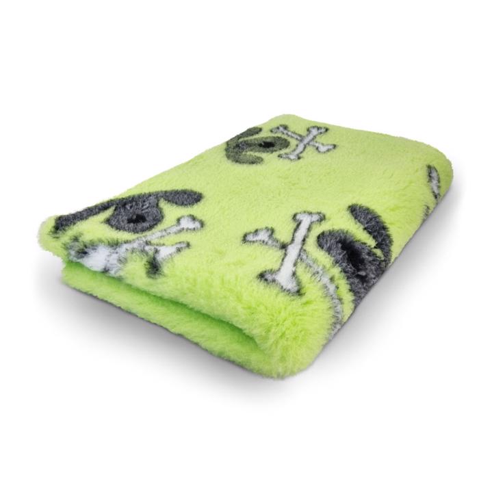 Veterinärsäng Extra Soft Design Crossbones LimeGreen 75 x 100 cm