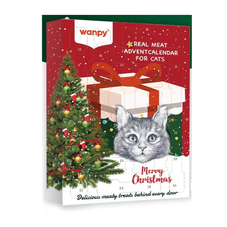Wanpy Julkalender För Katter med 24 Köttiga Luckor