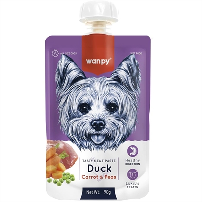 Wanpy Tasty Pasta med Anka & Kyckling Läcker Topping 90g
