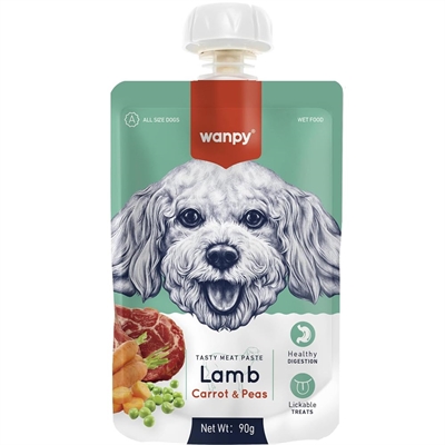 Wanpy Dog Tasty Meat Paste Lamb Topping Lam, Morot & Ärter 90g