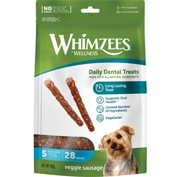 Whimzees Veggie Sausage Sticks GMO och Glutenfri SMALL 28st 420g