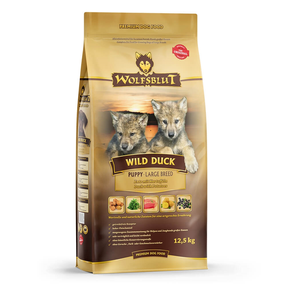Wolfsblut Wild Duck Puppy Hundfoder Med Anka LARGE Breed 12,5 kg