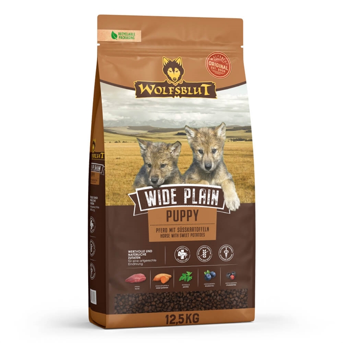Wolfsblut Wide Plain PUPPY Hundfoder Med Häst 12,5 kg